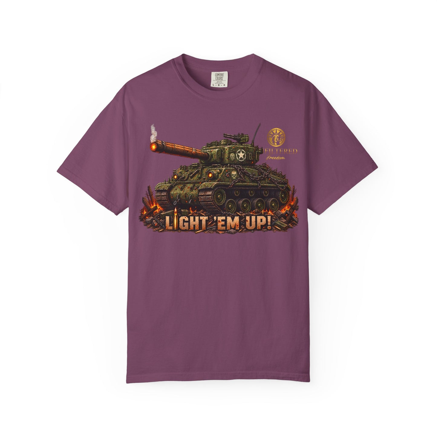 Tank Destroyer Tank T‑Shirt – 'Light 'Em Up!' Retro Military Graphic Tee