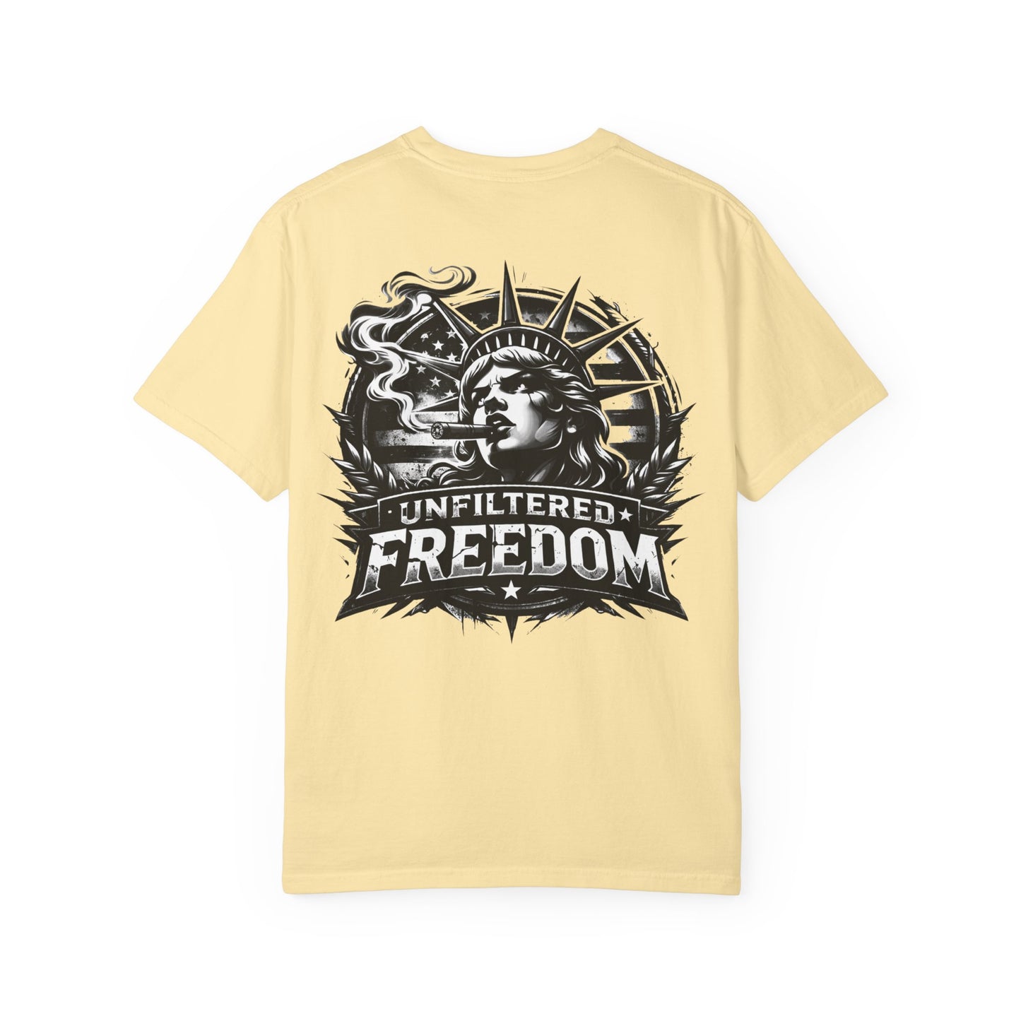 Freedom Graphic T-Shirt — 'Unfiltered Freedom' Statue of Liberty Design