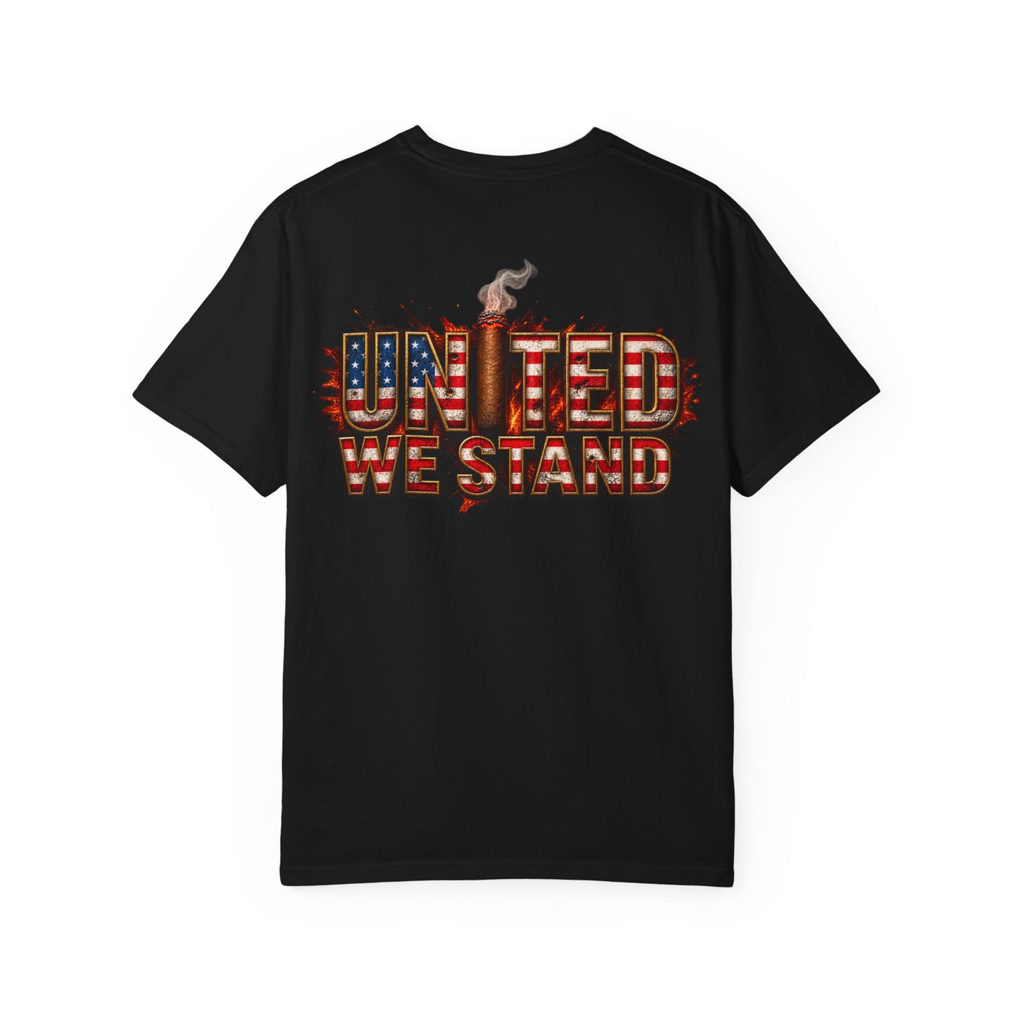 United We Stand T-Shirt — American Flag Flame Graphic Tee