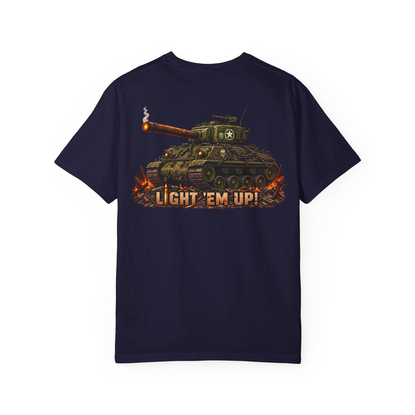 Tank Destroyer Tank T‑Shirt – 'Light 'Em Up!' Retro Military Graphic Tee