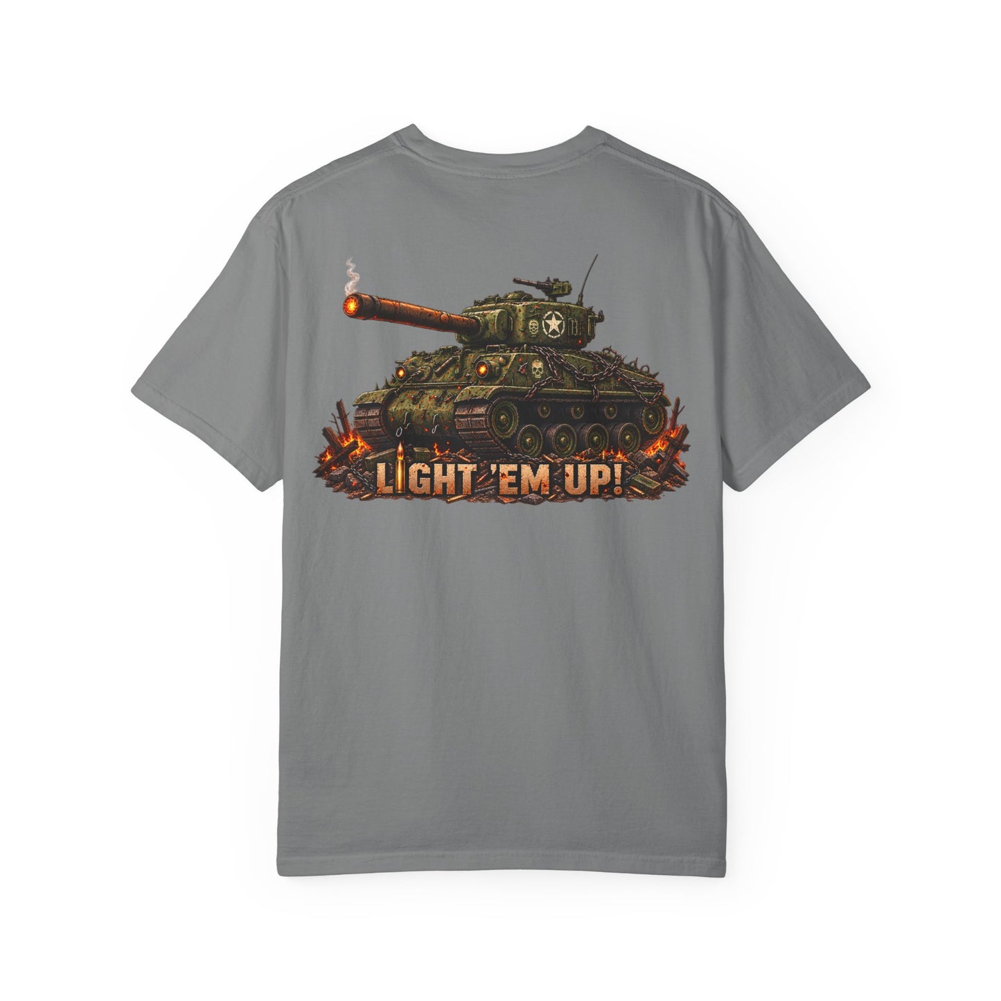 Tank Destroyer Tank T‑Shirt – 'Light 'Em Up!' Retro Military Graphic Tee