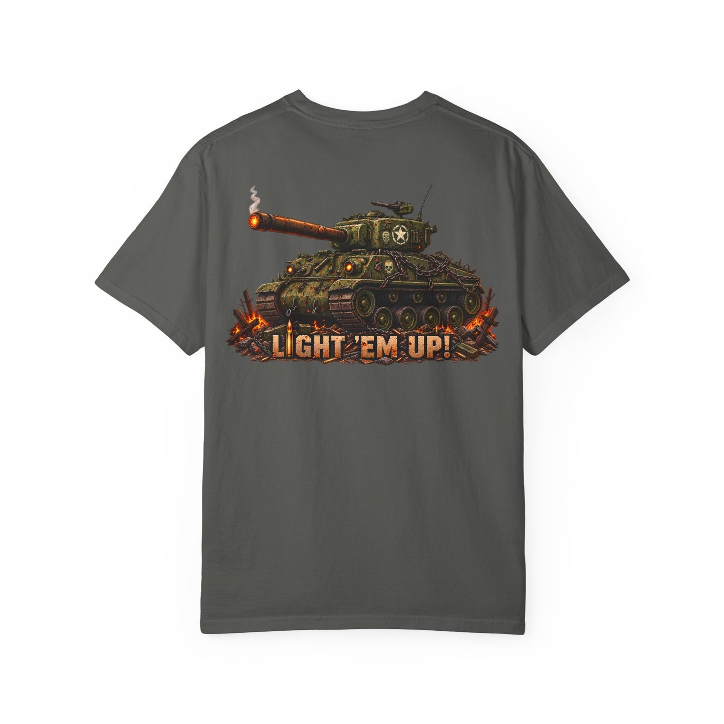 Tank Destroyer Tank T‑Shirt – 'Light 'Em Up!' Retro Military Graphic Tee