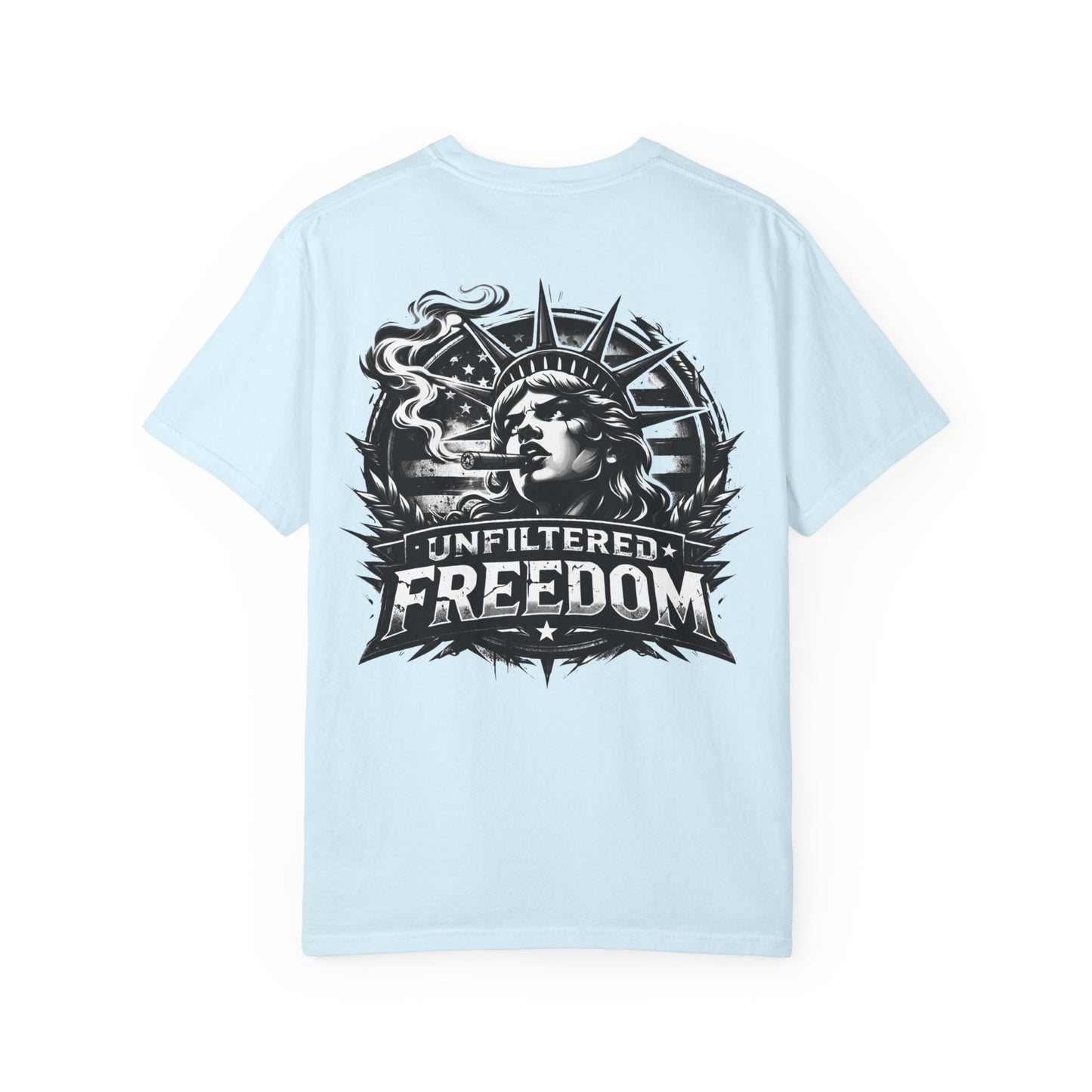Freedom Graphic T-Shirt — 'Unfiltered Freedom' Statue of Liberty Design