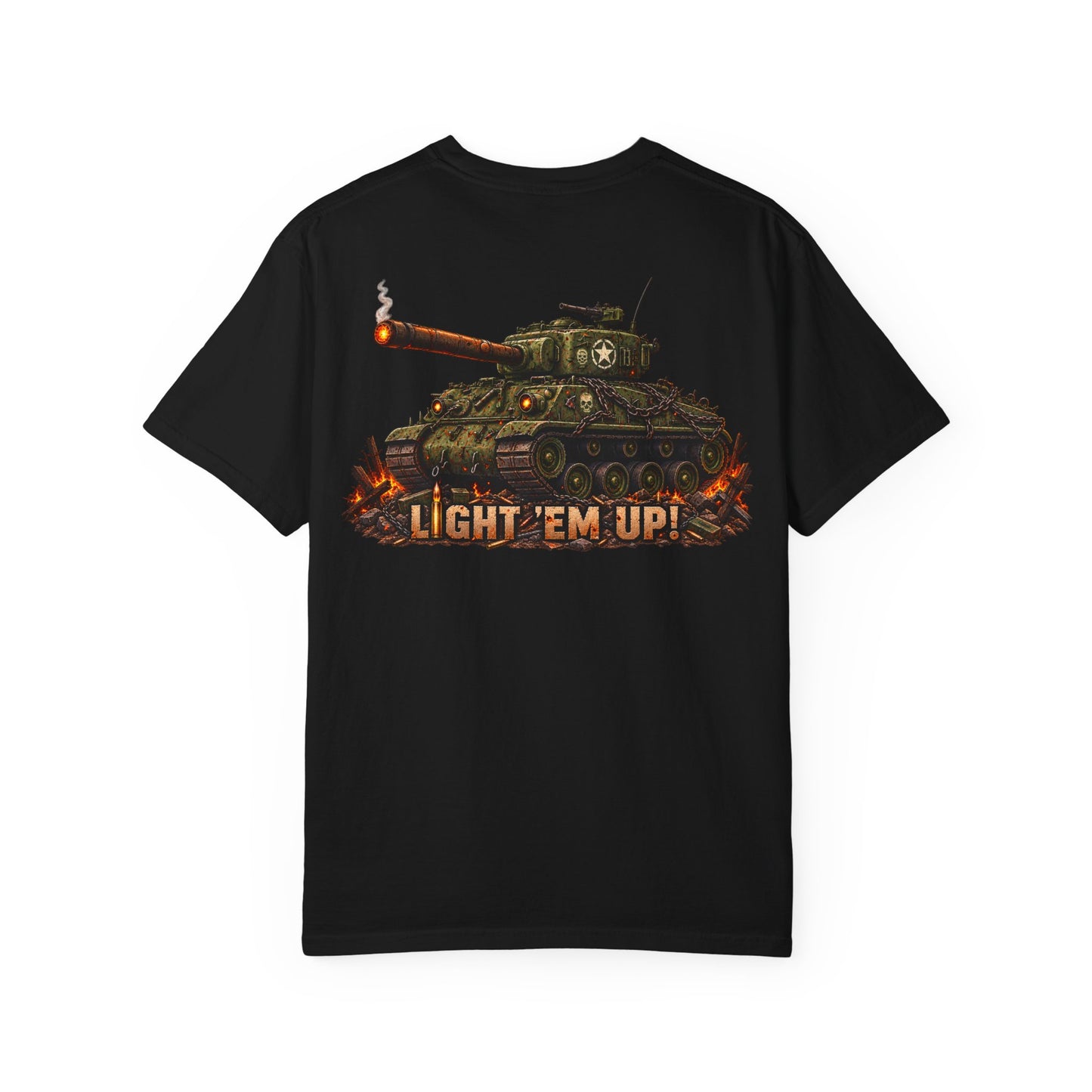 Tank Destroyer Tank T‑Shirt – 'Light 'Em Up!' Retro Military Graphic Tee