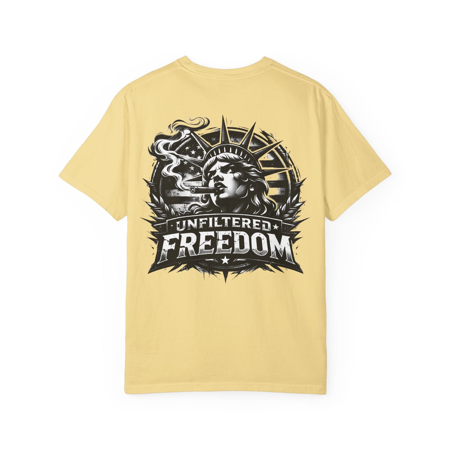 Freedom Graphic T-Shirt — 'Unfiltered Freedom' Statue of Liberty Design