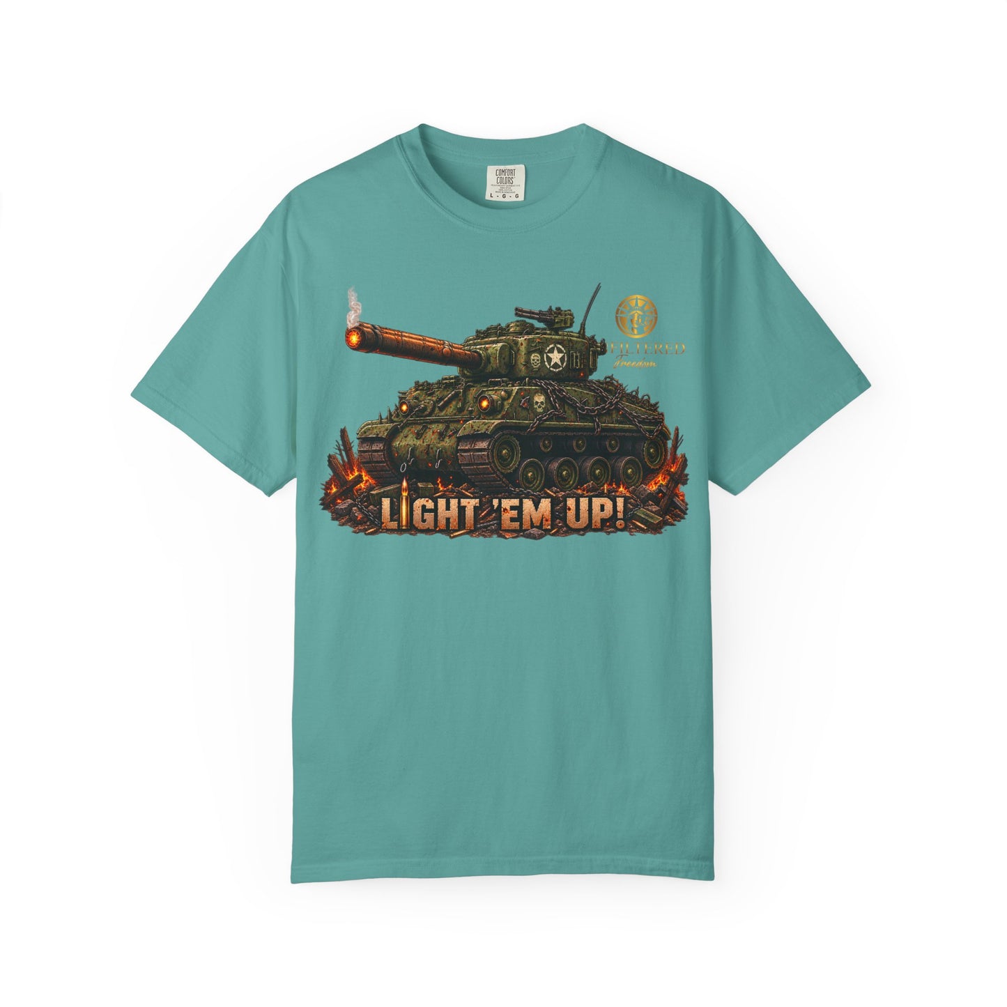 Tank Destroyer Tank T‑Shirt – 'Light 'Em Up!' Retro Military Graphic Tee