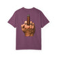 T-Shirt — Bold Middle Finger Cigar Graphic with "Get over it." Back Print