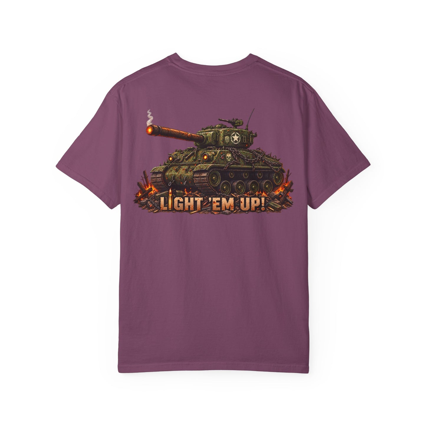 Tank Destroyer Tank T‑Shirt – 'Light 'Em Up!' Retro Military Graphic Tee