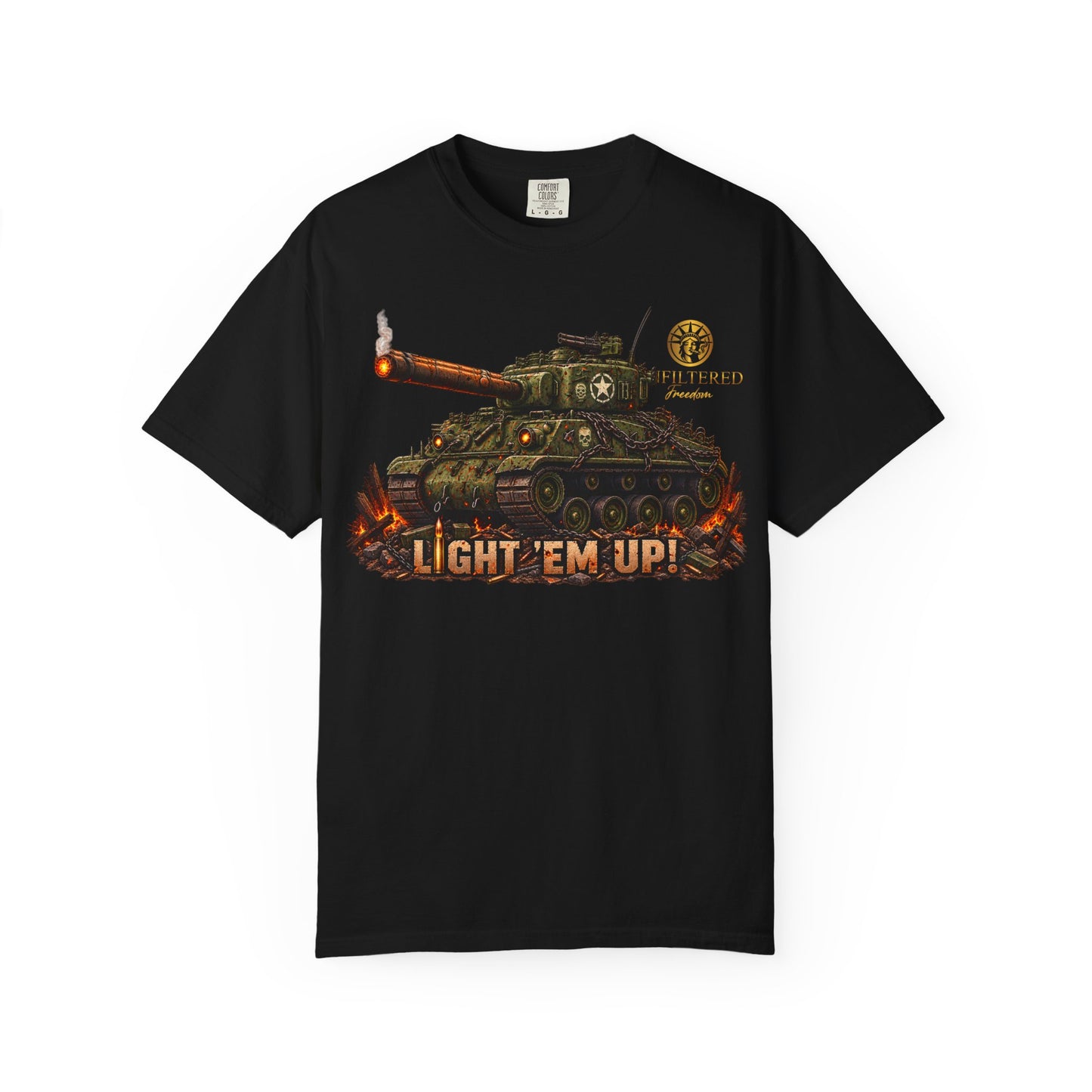 Tank Destroyer Tank T‑Shirt – 'Light 'Em Up!' Retro Military Graphic Tee