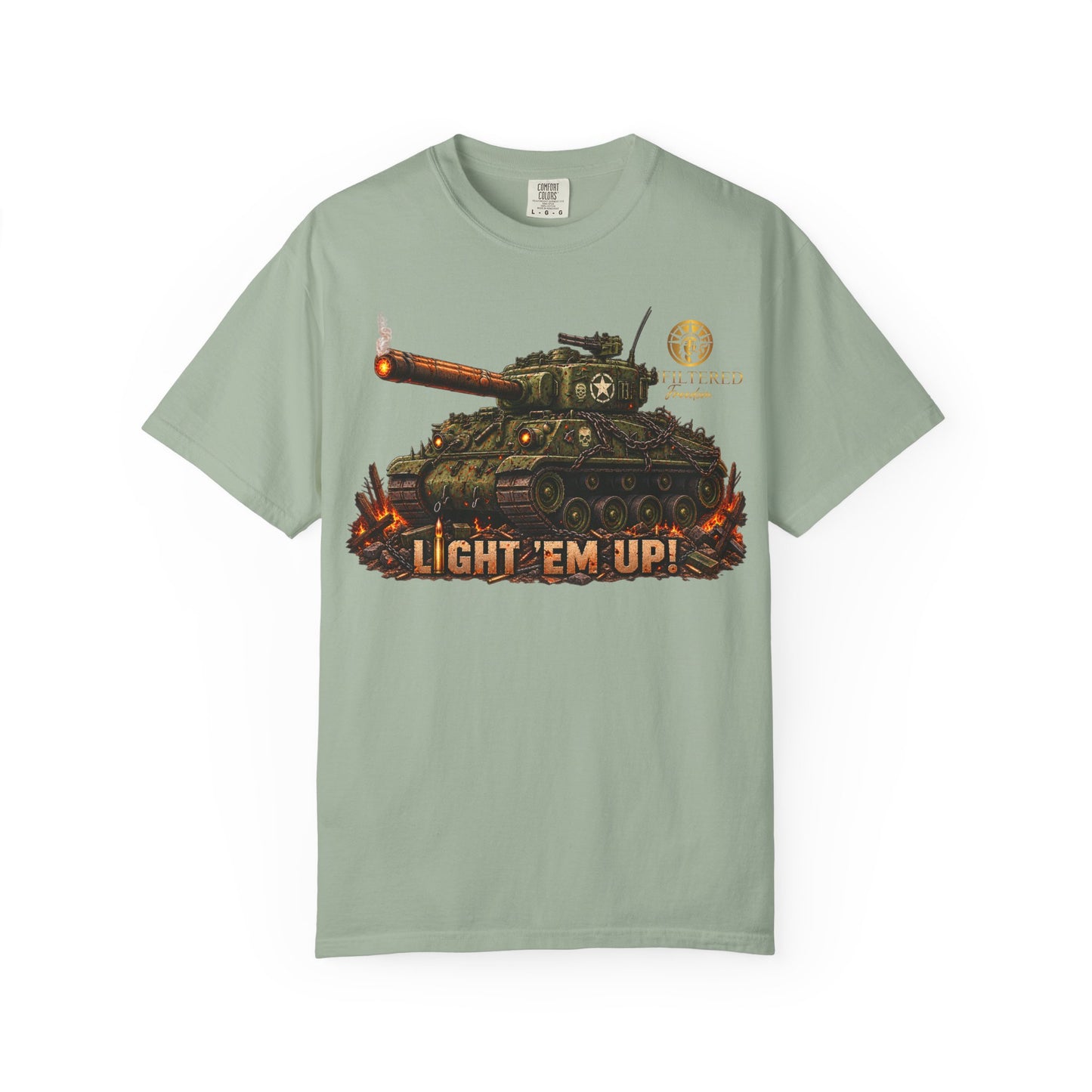 Tank Destroyer Tank T‑Shirt – 'Light 'Em Up!' Retro Military Graphic Tee