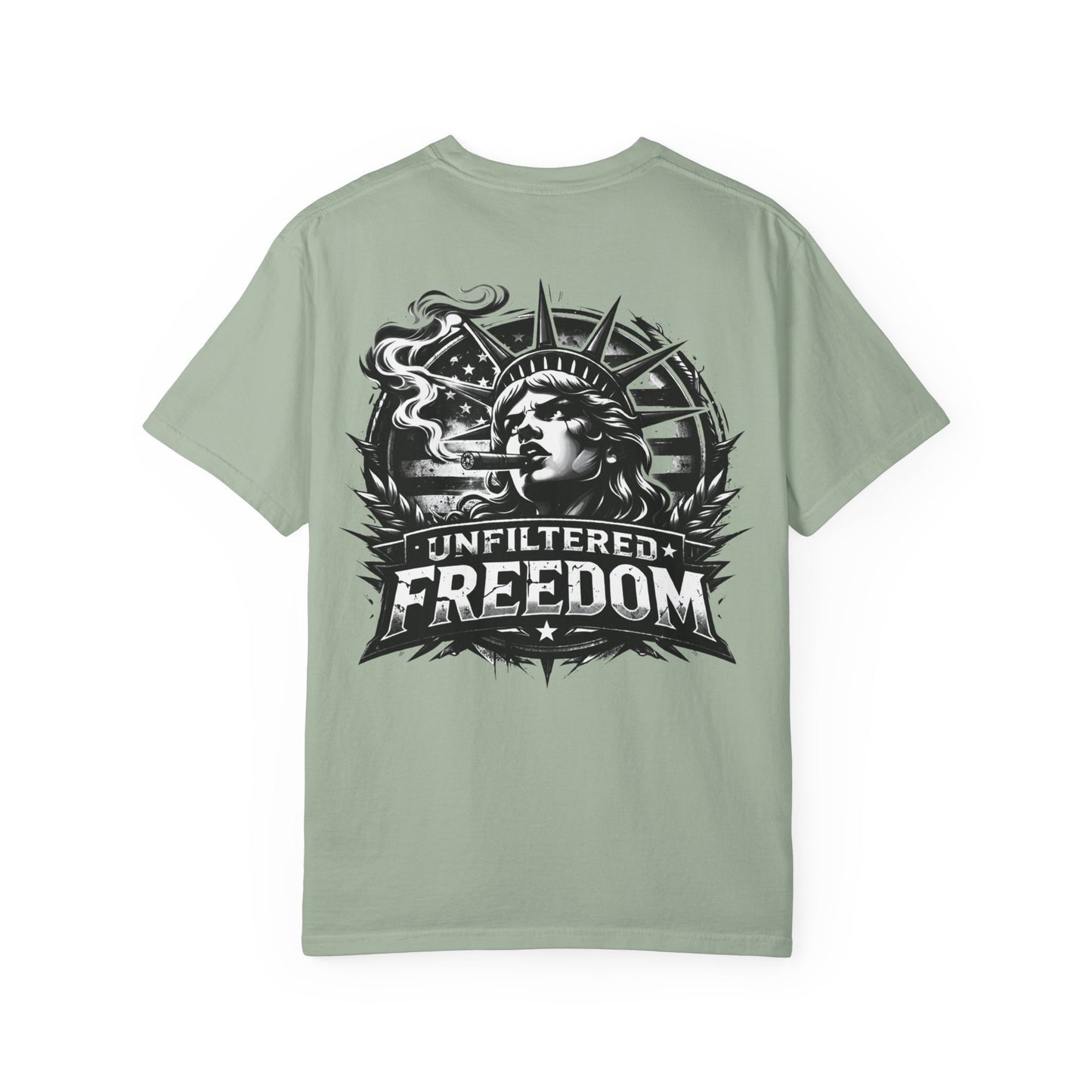 Freedom Graphic T-Shirt — 'Unfiltered Freedom' Statue of Liberty Design