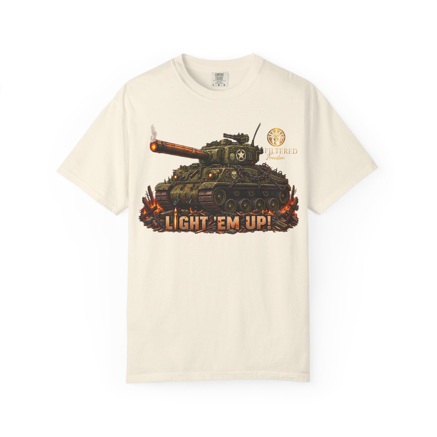 Tank Destroyer Tank T‑Shirt – 'Light 'Em Up!' Retro Military Graphic Tee