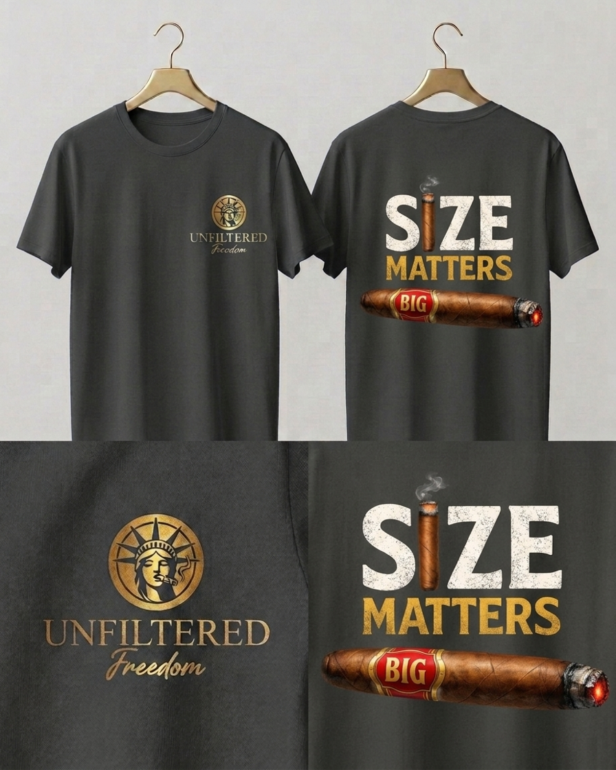 T-Shirt — "Size Matters" Cigar Graphic Tee