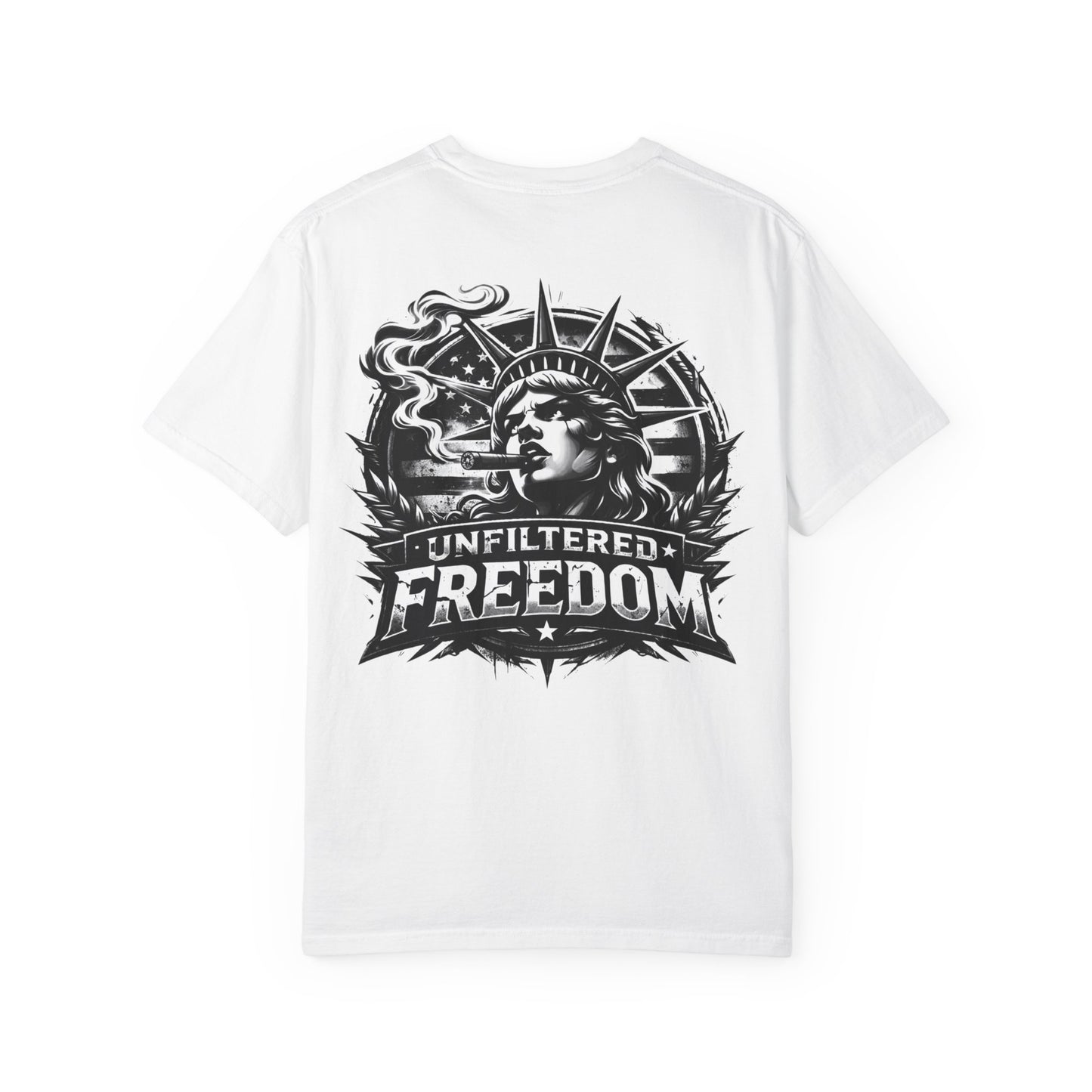 Freedom Graphic T-Shirt — 'Unfiltered Freedom' Statue of Liberty Design
