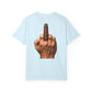 T-Shirt — Bold Middle Finger Cigar Graphic with "Get over it." Back Print