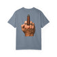 T-Shirt — Bold Middle Finger Cigar Graphic with "Get over it." Back Print