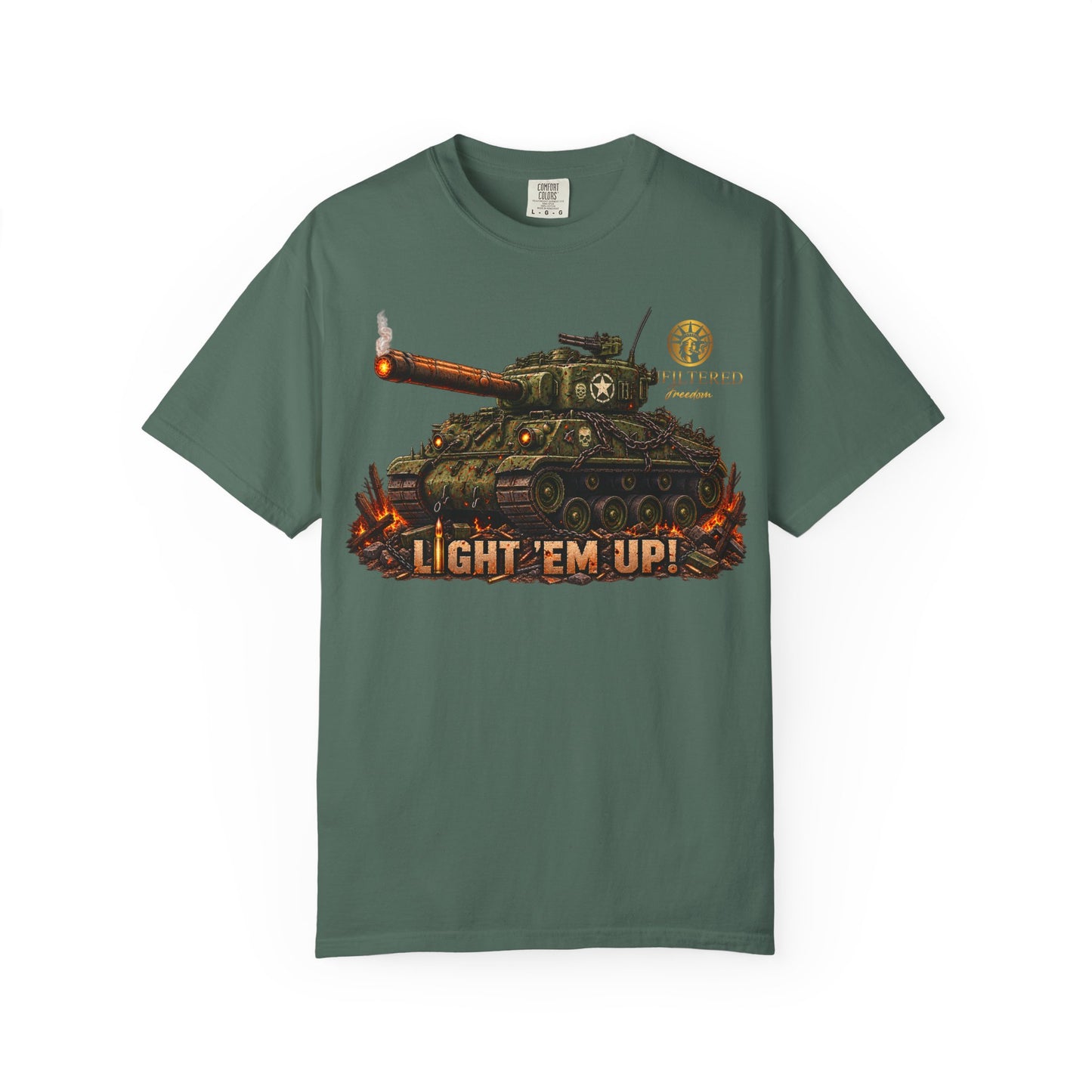 Tank Destroyer Tank T‑Shirt – 'Light 'Em Up!' Retro Military Graphic Tee