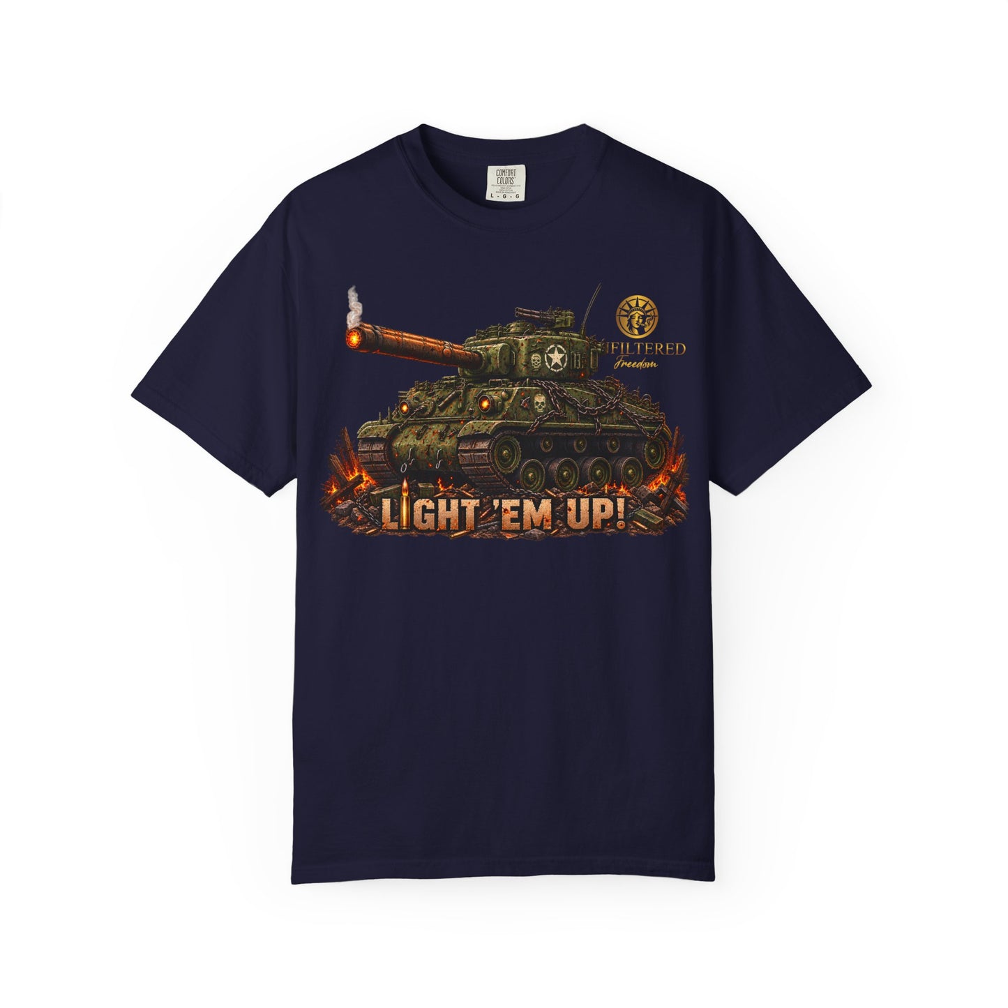 Tank Destroyer Tank T‑Shirt – 'Light 'Em Up!' Retro Military Graphic Tee