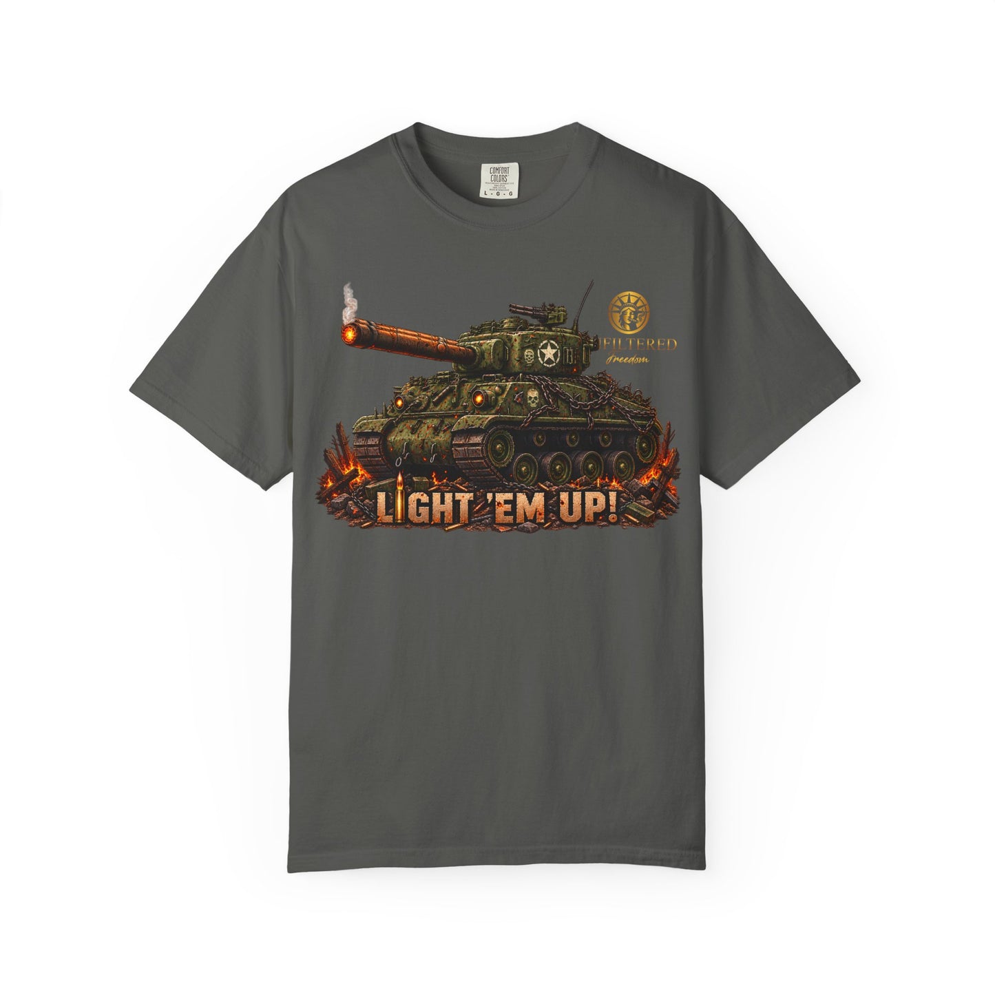 Tank Destroyer Tank T‑Shirt – 'Light 'Em Up!' Retro Military Graphic Tee