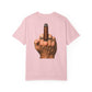 T-Shirt — Bold Middle Finger Cigar Graphic with "Get over it." Back Print