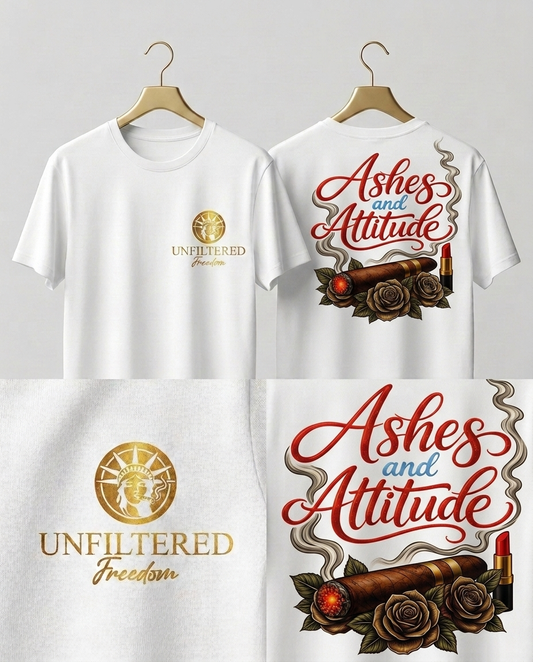 T‑Shirt — “Ashes and Attitude” Rose & Cigarette Graphic Tee