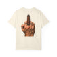 T-Shirt — Bold Middle Finger Cigar Graphic with "Get over it." Back Print