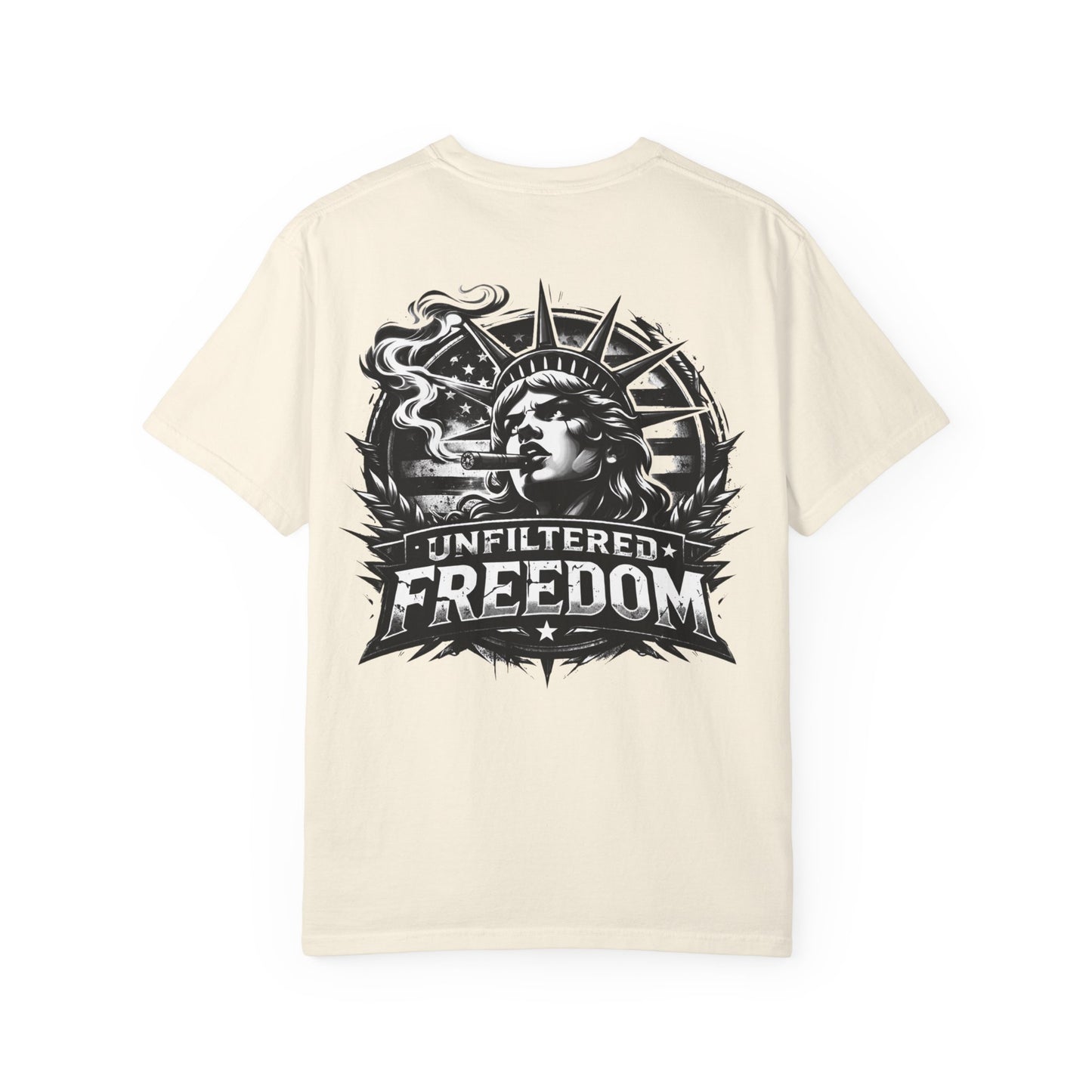 Freedom Graphic T-Shirt — 'Unfiltered Freedom' Statue of Liberty Design