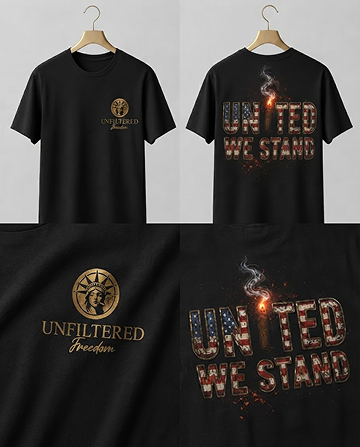 United We Stand T-Shirt — American Flag Flame Graphic Tee